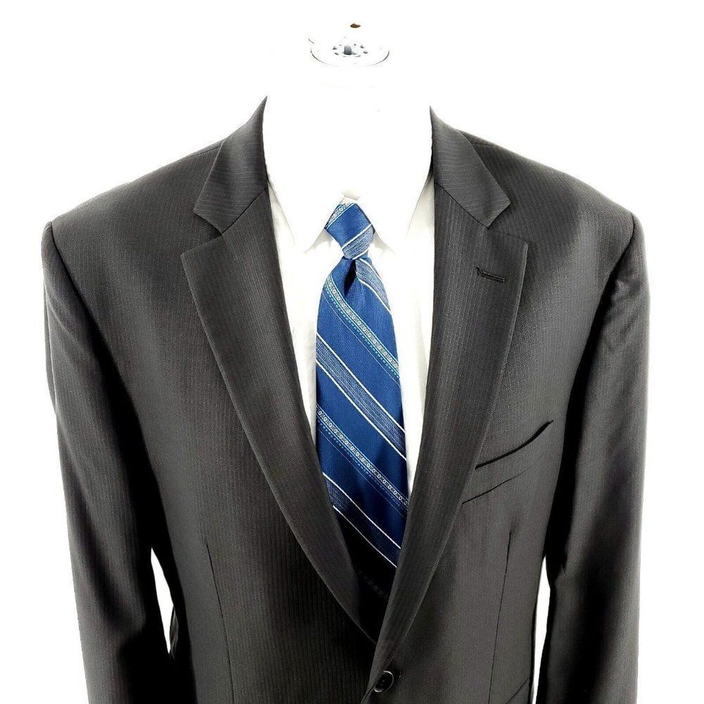 Pronto Uomo Signature Zignone Wool 2‎ Button Suit Jacket 40R Gray Beige Striped